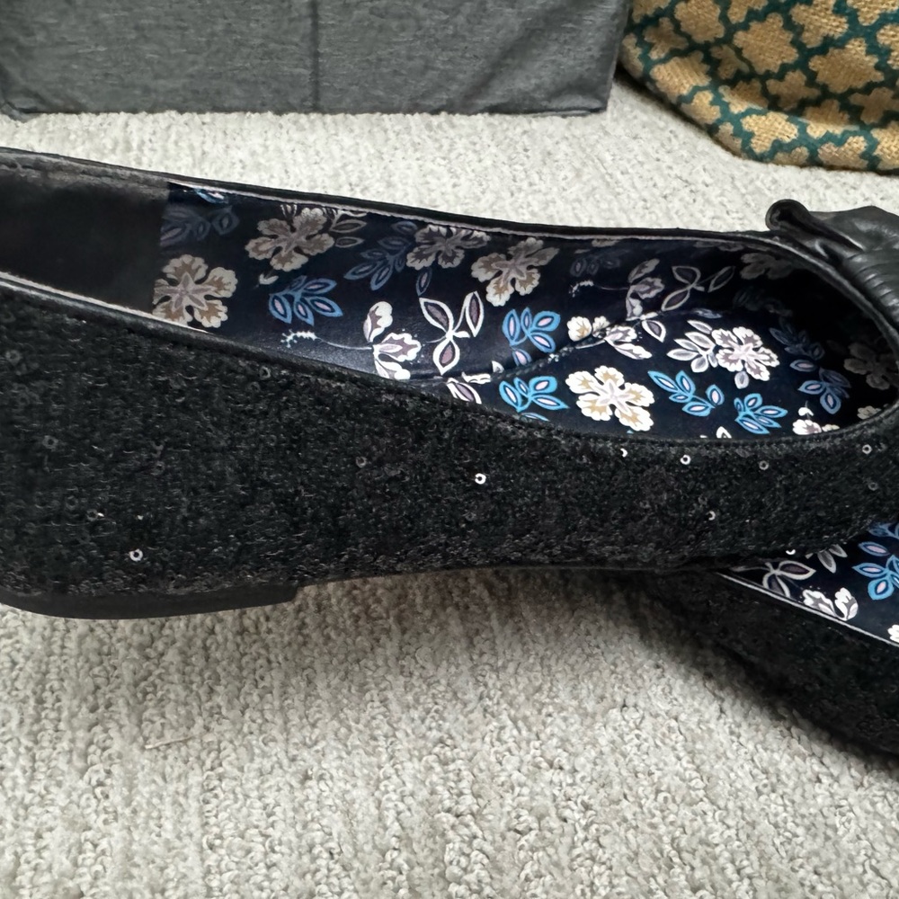 Tory Burch Black Sequin Loafers